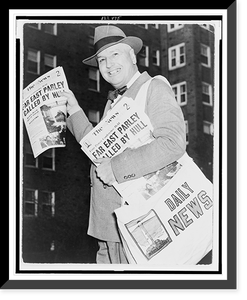 Photograph shows a man smiling broadly as he offers The News" daily newspaper for sale", Vintage Wall Art
