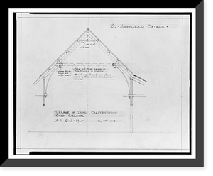 St. Margaret's Church (Connecticut Avenue and Bancroft Place, N.W., Washington, D.C.) Change in truss construction over chancel. Section.ABH. Classic, Vintage Print