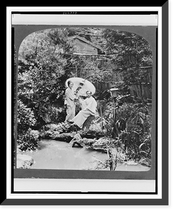 Historic Framed Print, A teagarden in Japan,  17-7/8" x 21-7/8"