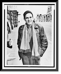 Ingmar Bergman, half-length portrait, standing in street, facing front, Stockholm, Sweden Classic, Antique Print