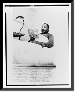 Dr. Martin Luther King, Jr., lying in bed reading the novel The Prize" by Irving Wallace, Oslo, Norway", Historic Reproduction