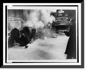 Re-enactment of the St. Valentine's Day massacre from the film The St. Valntine's Day Massacre, showing man shooting gangsters Classic, Antique Wall Art