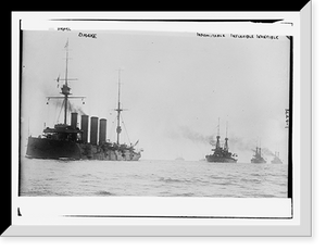 Historic Framed Print, DRAKE, INDOMITABLE, INFLEXIBLE, INVINCIBLE ships,  17-7/8" x 21-7/8"