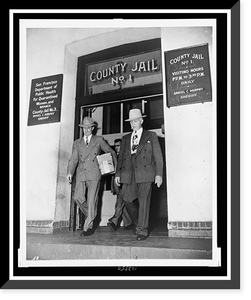 Harry Bridges (left) full-length portrait, leaving a county jail in San Francisco, Historic Print
