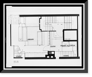 Paul Rudolph's penthouse apartment, 23 Beekman Place, New York City. Plan, first level. Photograph, Vintage Print