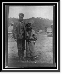 Historic Framed Print, [Arnold Genthe and wife of Penri II, chief of the Ainus],  17-7/8" x 21-7/8"