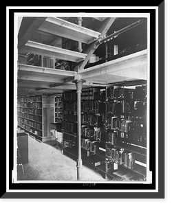 Historic Framed Print, [Bookstacks in decks of the Jefferson Building of the Library of Congress],  17-7/8" x 21-7/8"
