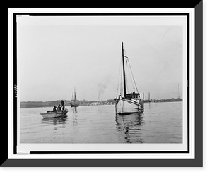 Historic Framed Print, Chesapeake Bay, Md., 1937, Buy Boats" near Annapolis These runners from the packinghouse would anchor among a fleet of the tongers and buy ....",  17-7/8" x 21-7/8"