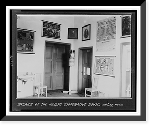 Interior of the health cooperative house: waiting room, Vintage Print