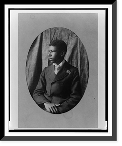 Historic Framed Print, [Young African American man, half-length portrait, seated, facing left],  17-7/8" x 21-7/8"