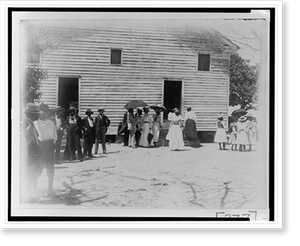 Historic Architecture - African Americans standing outside of a church