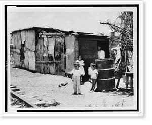 Antique Railway Print - Railroads & Depots - Children standing near