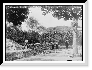 Historic Framed Print, Digging trench at Porte Maillot, Paris,  17-7/8" x 21-7/8"