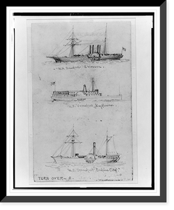 Broadside views of three sidewheel steamships: U.S. Transport Ericcson, U.S. Transport Mayflower, and U.S. Transport Empire City"", Historic Print
