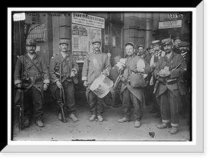 Historic Framed Print, Troops in Tournai R.R. station,  17-7/8" x 21-7/8"