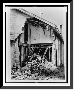Bombed wreckage of Bell Street Baptist Church, Vintage Poster