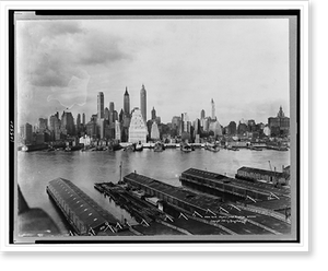 Vintage Americana Print - New York City - New York Skyline from Brooklyn