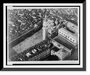 Aerial view of Venice, Italy, showing Saint Mark's Square, the Campanile above the domed roof of the Basilica of Saint Mark, and the Doge's Palace, Antique Wall Art