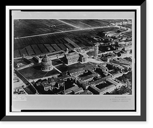 Aerial view of Leaning Tower of Pisa and Pisa Cathedral in square, Pisa, Italy, Antique Print