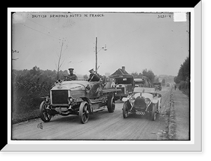 Historic Framed Print, British Armored autos in Fr.,  17-7/8" x 21-7/8"