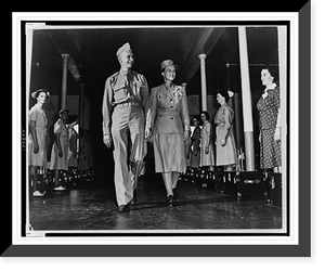 Historic Framed Print, Oveta Culp Hobby, first director of the Women's Army Corps, during the opening inspection of barracks at Fort Des Moines, Ia., July 19, 1942,  17-7/8" x 21-7/8"