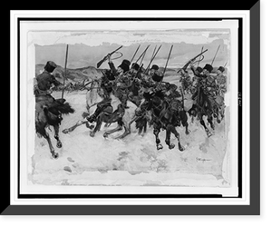 Historic Framed Print, [Attacking a baggage train],  17-7/8" x 21-7/8"