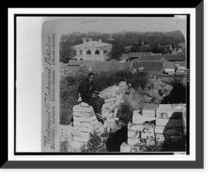 The bullet scarred American Legation from barricaded City Wall - Forbidden City and Coal Mountain in the distance - Peking, China, Antique Poster