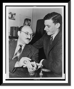 Ellery Queen (left) and James Yaffe, half-length portrait, turned toward each other in conversation.World Telegram & Sun photo by Al Aumuller, Antique Wall Art