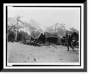 Coomassie Kumasi; barricade protected by maxius? and rocket-guns, Historic Print