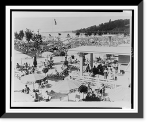 Historic Framed Print, [Beach scene at Lake Geneva, Switzerland],  17-7/8" x 21-7/8"