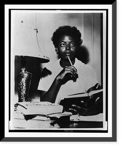 African American student Elizabeth Eckford studies at home after being turned away from Central High School in Little Rock, Arkansas by National Guardsmen, Antique Print