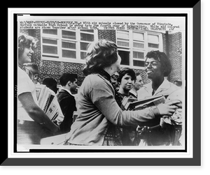 African American and white students at Norfolk Catholic High School enjoying themselves after school during the early years of integration in Norfolk, Va, Vintage Poster