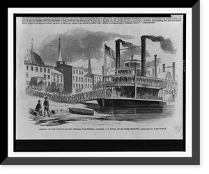 Historic Framed Print, Arrival of the Twenty-Second Indiana Volunteers, Colonel J.C. Davis, at St. Louis, Missouri.sketched by James Guire.,  17-7/8" x 21-7/8"