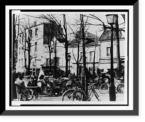 A winter scene at an outdoor cafe at the Place du Tertre, Montmartre, Paris, France, Antique Print