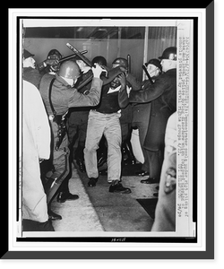 Demonstrator runs police gantletsic in Chester, Pa., riots Classic, Vintage Print