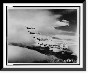 Lockheed P-38 Lightnings" of the 15th Air Force, in formation over Yugoslavia", Historic Reproduction