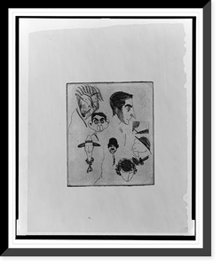Caricature studies of Charlie Chaplin, Patsy Kelly, Eddie Cantor, William S. Hart, John Barrymore, and others, Antique Poster