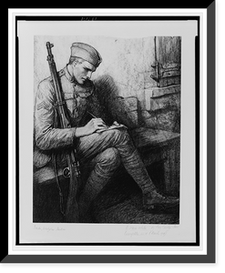 Historic Framed Print, [Soldier writing letter],  17-7/8" x 21-7/8"