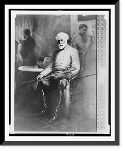 Historic Framed Print, [Robert Edward Lee, full-length portrait, seated at table, facing left],  17-7/8" x 21-7/8"