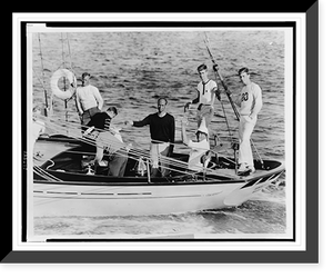 Historic Framed Print, President Roosevelt and sons on the Amberjack,  17-7/8" x 21-7/8"