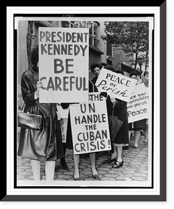 Historic Framed Print, 800 women strikers for peace on 47 St near the UN Bldg.World Telegram & Sun photo by Phil Stanziola.,  17-7/8" x 21-7/8"