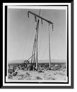 Men putting up high tension wires, Antique Wall Art
