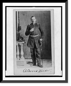Historic Framed Print, [Captain Andreas Winter, Union officer in the 32nd Indiana Regiment, full-length portrait, standing, facing front].T.M. Schleier's Cartes de Visite Photograph Gallery, Nashville, Tenn.,  17-7/8" x 21-7/8"