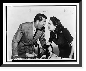 Cary Grant and Rosalind Russell argue in a scene from the movie His girl Friday"" Classic, Antique Wall Art