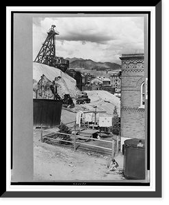 Historic Framed Print, Copper mine in town, Butte, Montana,  17-7/8" x 21-7/8"