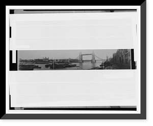 Historic Framed Print, Panoramic view of Tower of London & Bridge,  17-7/8" x 21-7/8"