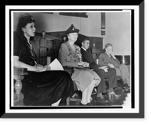 Eleanor Roosevelt seated in a church with other speakers, Ruby Hurley on the left and Walter F. White on the right, at an NAACP meeting or program.G. Marshall Wilson, Antique Print