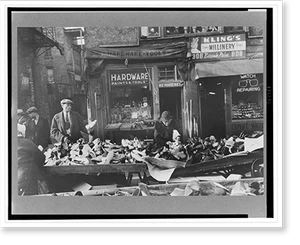Antique City View - Chicago - People shopping for shoes at shop