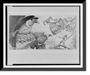 Uncle Sam beating off dope peddler", "bandit", and "white slaver" vultures from brood of the vulture, "prohibition"" Classic, Antique Wall Art