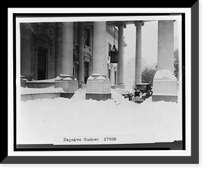 Historic Framed Print, [Snow at the north entrance portico of the White House],  17-7/8" x 21-7/8"